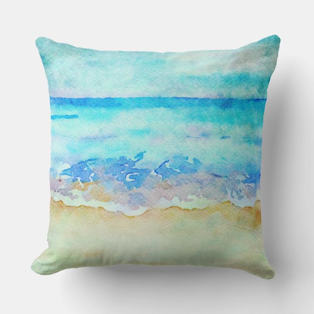 *~* Sea Shore AR7 Beach Nautical Waves Surf Beach Throw Pillow (Front)