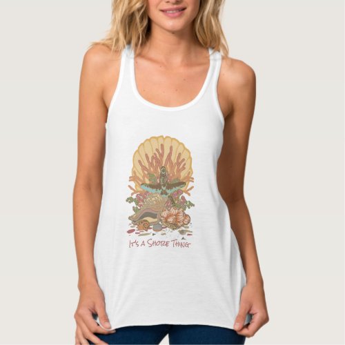 Sea Shore Beach Vibe Coral and Tan T_Shirt Tank Top