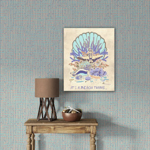 Sea Shore Beach Vibe Teal, Coral, Purple  Canvas Print