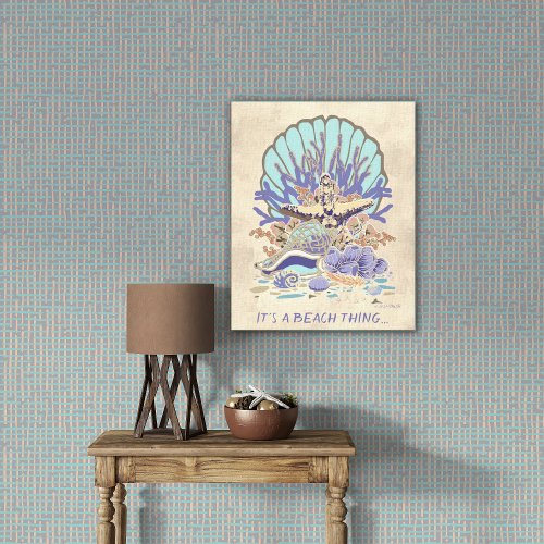 Sea Shore Beach Vibe Teal Coral Purple  Canvas Print