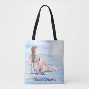 *~* Sea Shore Beach Woman Sun bathe AR29 Tote Bag