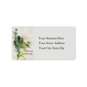 Sea Shore Christmas Vintage Address Label