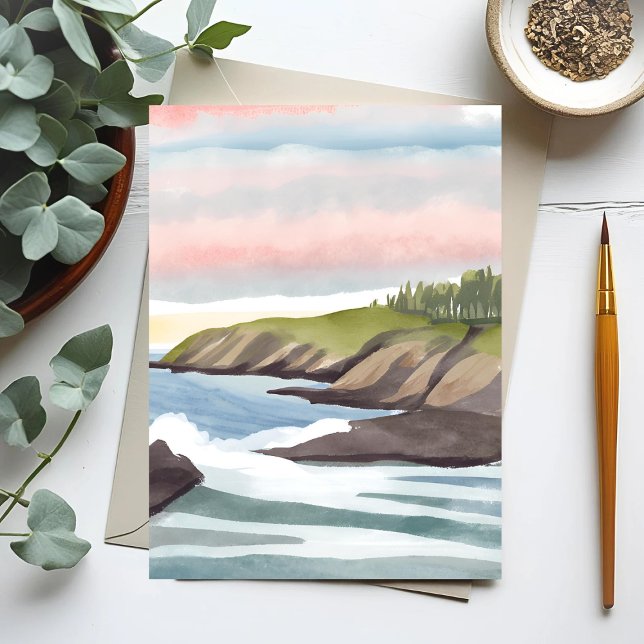 Sea Shore | Coastal Watercolor Painting Postcard (Creator Uploaded)
