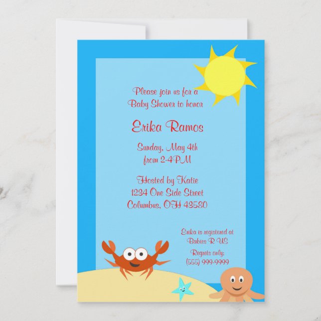 Sea Side Baby Shower Invitation (Front)