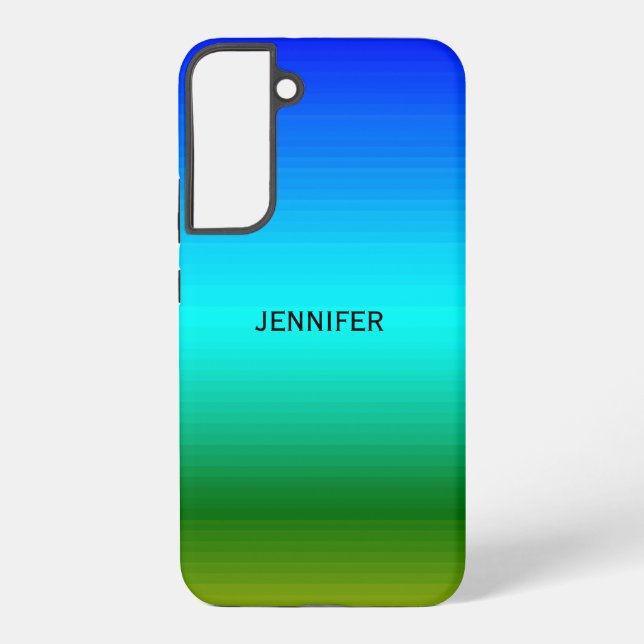 Sea & Sky Blue and Green Gradient Add Name Samsung Galaxy Case (Back)