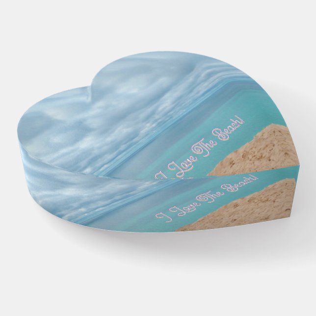 SEA, SKY, SAND, SERENITY/ "I Love The Beach" Paperweight (Angled)