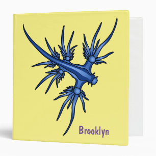 Sea slug blue dragon illustration 3 ring binder