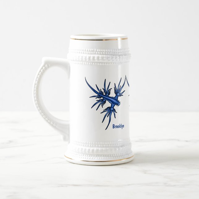 Sea slug blue dragon illustration beer stein (Left)