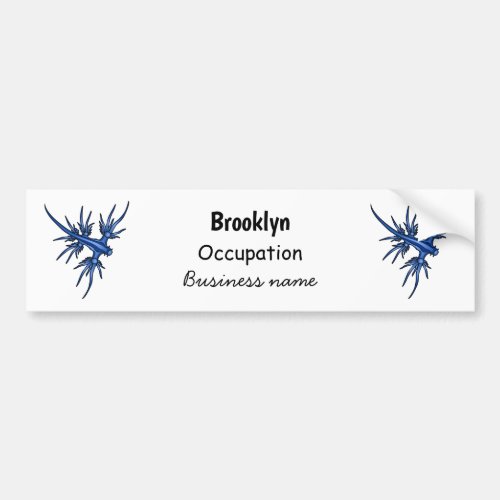 Sea slug blue dragon illustration bumper sticker