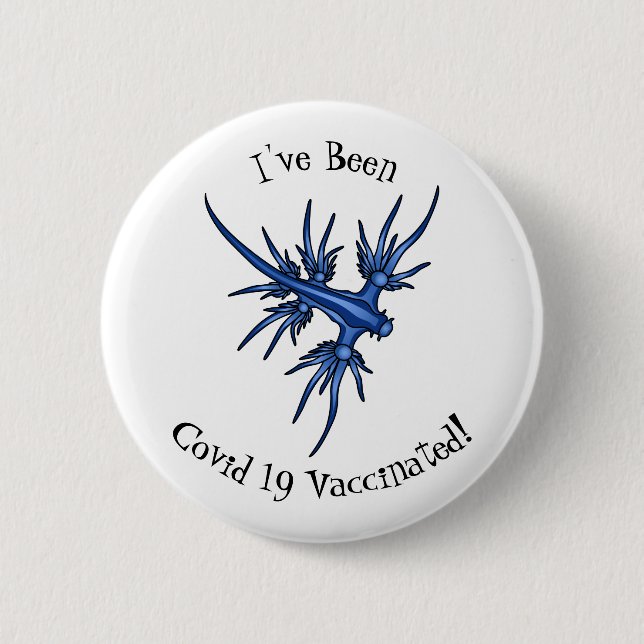 Sea slug blue dragon illustration button (Front)