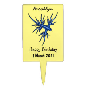 Sea slug blue dragon illustration cake topper