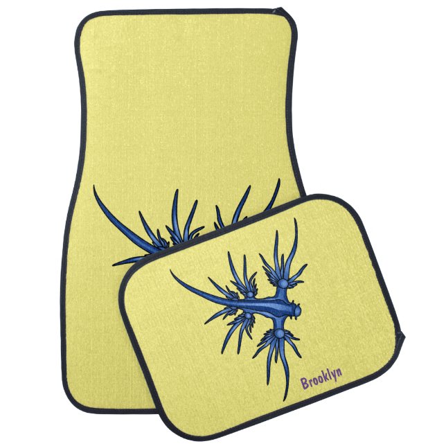 Sea slug blue dragon illustration car floor mat (Set)