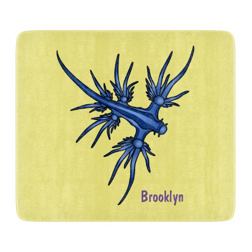 Sea slug blue dragon illustration cutting board
