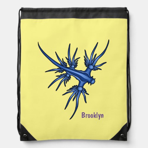 Sea slug blue dragon illustration drawstring bag