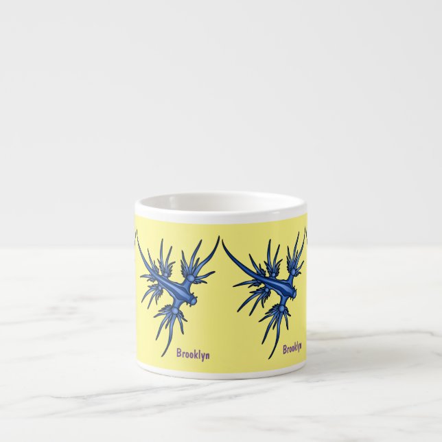 Sea slug blue dragon illustration espresso cup (Front)
