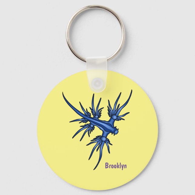 Sea slug blue dragon illustration keychain (Front)
