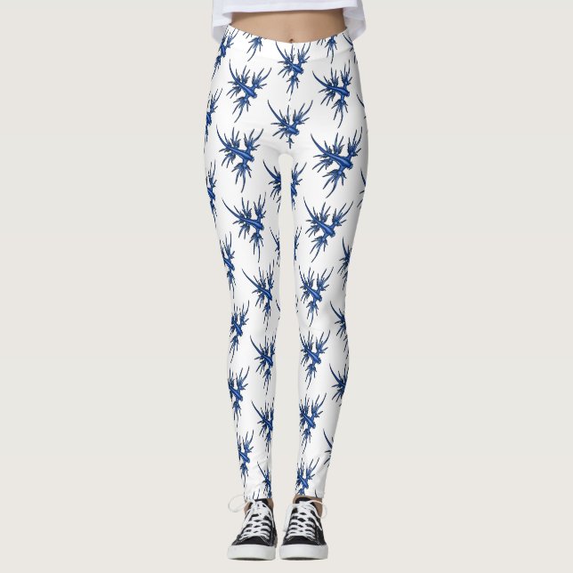 Sea slug blue dragon illustration leggings (Front)