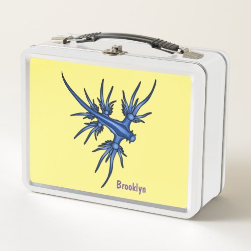 Sea slug blue dragon illustration metal lunch box