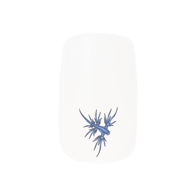 Sea slug blue dragon illustration  minx nail art (Left Thumb)