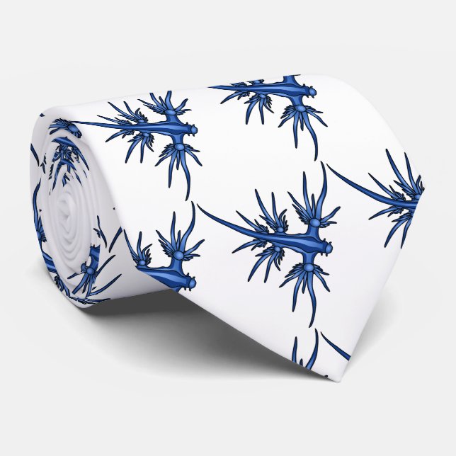 Sea slug blue dragon illustration neck tie (Rolled)