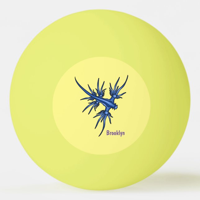 Sea slug blue dragon illustration ping pong ball (Front)