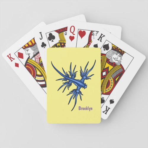 Sea slug blue dragon illustration poker cards