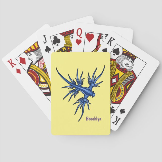 Sea slug blue dragon illustration poker cards (Back)