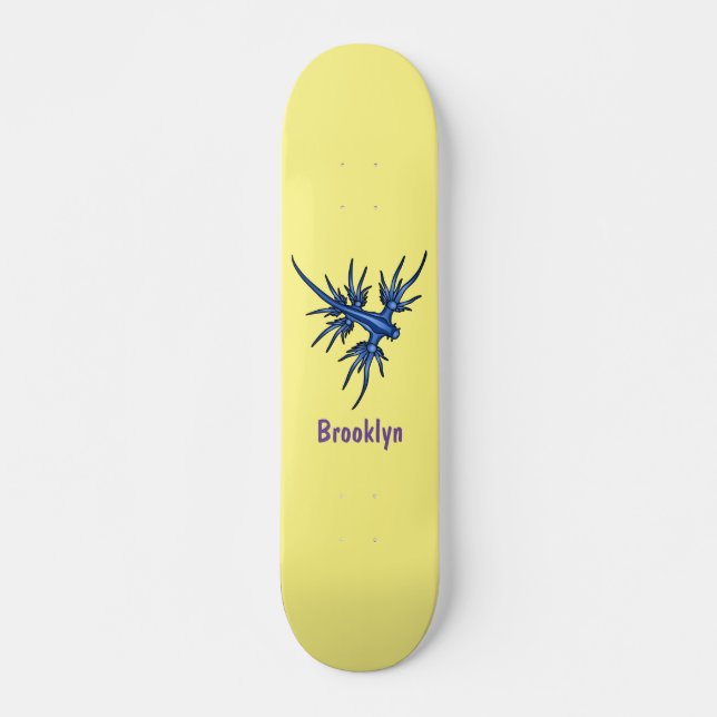 Sea slug blue dragon illustration skateboard (Front)