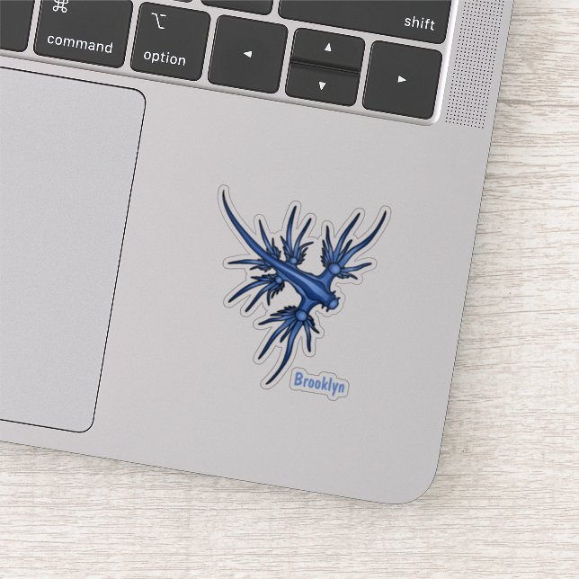 Sea slug blue dragon illustration sticker (Detail)