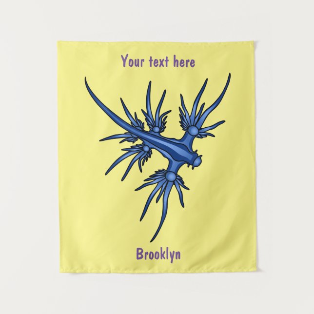 Sea slug blue dragon illustration tapestry (Front)