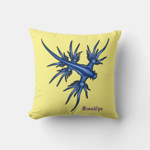Sea slug blue dragon illustration throw pillow