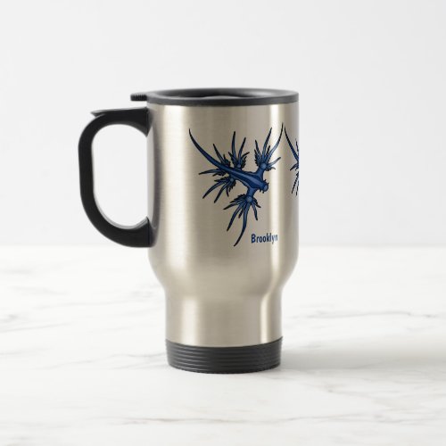 Sea slug blue dragon illustration travel mug