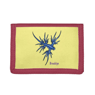 Sea slug blue dragon illustration tri-fold wallet