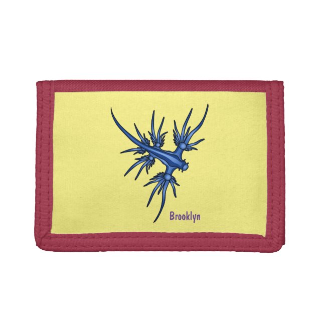 Sea slug blue dragon illustration  trifold wallet (Front)
