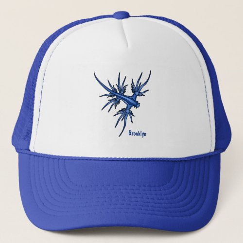 Sea slug blue dragon illustration trucker hat
