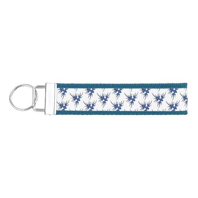 Sea slug blue dragon illustration wrist keychain (Keys on Left)