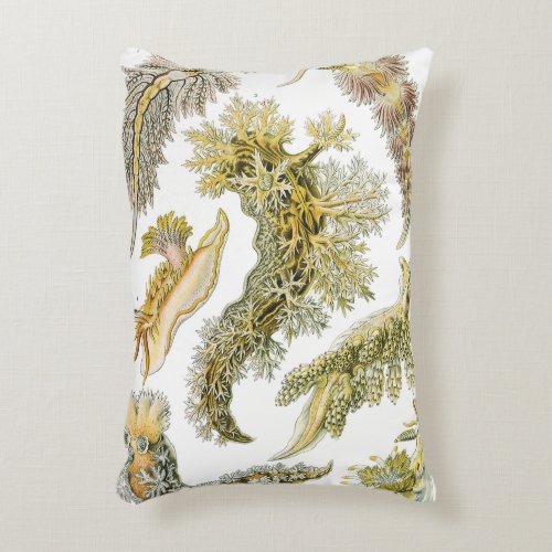 Sea Slugs by Ernst Haeckel Vintage Nudibranchia Accent Pillow