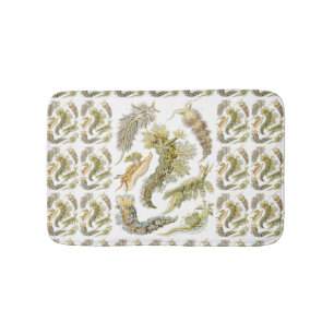Sea Slugs by Ernst Haeckel, Vintage Nudibranchia Bathroom Mat