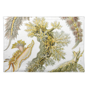 Sea Slugs by Ernst Haeckel, Vintage Nudibranchia Cloth Placemat