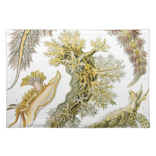 Sea Slugs by Ernst Haeckel Vintage Nudibranchia Cloth Placemat