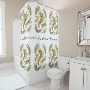 Sea Slugs by Ernst Haeckel, Vintage Nudibranchia Shower Curtain