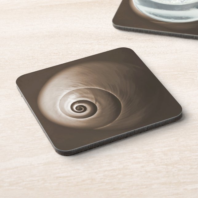 Sea Snail Nautilus Shell Square Coaster (Left Side)