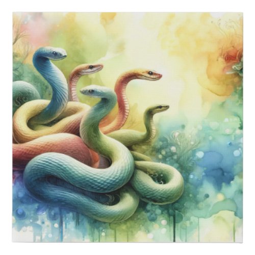 Sea Snakes Harmony 050624AREF114 _ Watercolor Faux Canvas Print