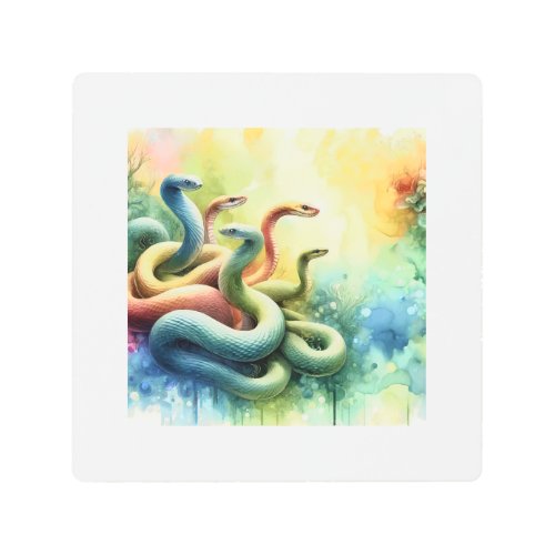 Sea Snakes Harmony 050624AREF114 _ Watercolor Metal Print