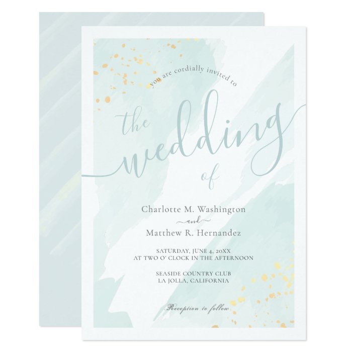 Sea Splash Watercolor Pale Turquoise Blue Wedding Invitation Zazzle Com