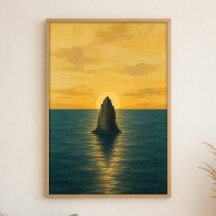 Sea Stack Sunrise Watercolour Coastal Art Poster