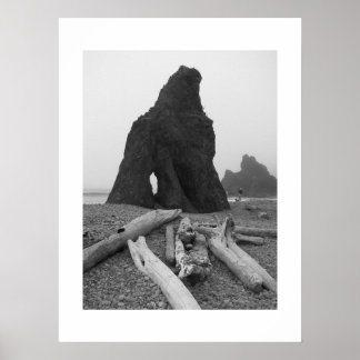 Sea Stacks Black and White Photo Poster