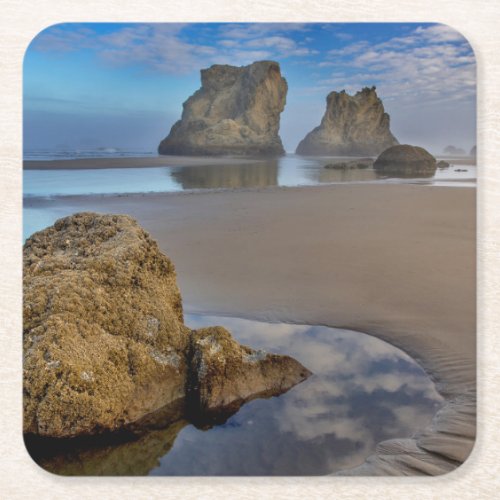 Sea Stacks on Bandon Beach in Bandon Oregon 2 Square Paper Coaster