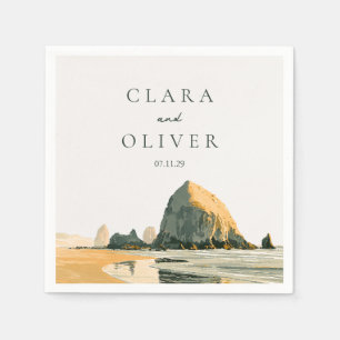 Sea Stacks Oregon Coast Painterly Beach Wedding Napkins
