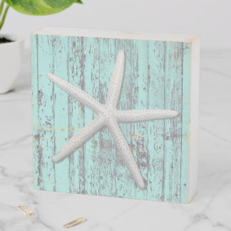 Sea Star Blue Wood Beach Wall Art Wooden Box Sign